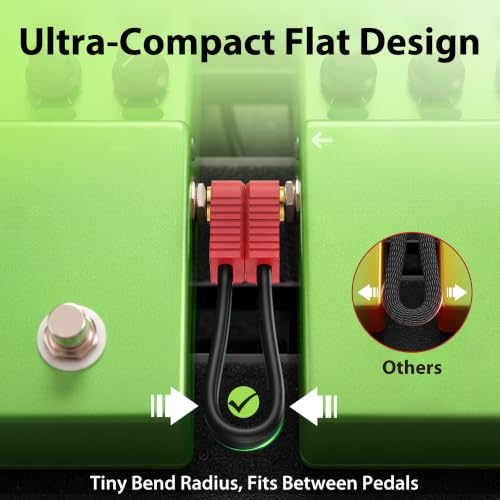 Image of AA AUDIO ACCESSORY Kevlar Reinforced Guitar Patch Cables 4 Inch 2-Pack, Built-to-Last, Noise-Free Quad-Layer Shielded, Gold-Plated Flat Ribbon Guitar Pedal Cables for BOSS, MXR, EBS, Behringer Pedal