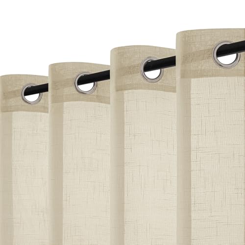 Cortinas efecto lino de alta calidad Woaboy con ojales para un diseño interior sofisticado 2