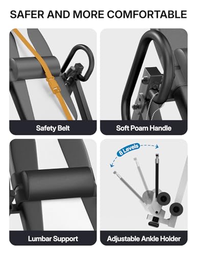 Image of YOLEO Gravity Inversion Table for Back Pain Relief 2026 New Inversion Table w /Lumbar Support Easy to Assemble Back Stretcher Machine 300 lbs