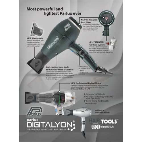 Parlux-Digitalyon-Hair-Dryer-Lightweight-Long-Life-Professional-Hairdryer-with-Air-Ionizer-Technology-2400-W-Blow-Dryer-with-2-Speeds-4-Temperatures-Cold-Air-Shot-Button-Glitter-Grey