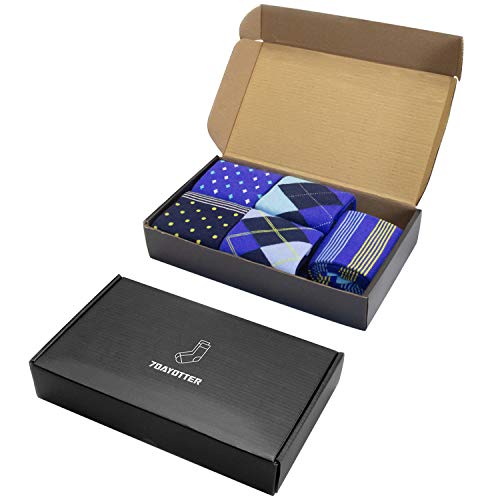 7DayOtter Modal Odor Resistant Dress Socks for Men Cotton Business Crew Socks Patterned Dress Socks Funny