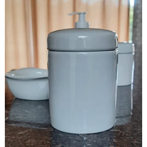 Kit higiene bebê 4 peças - Potes, porta álcool e molhadeira - Porcelana Branca