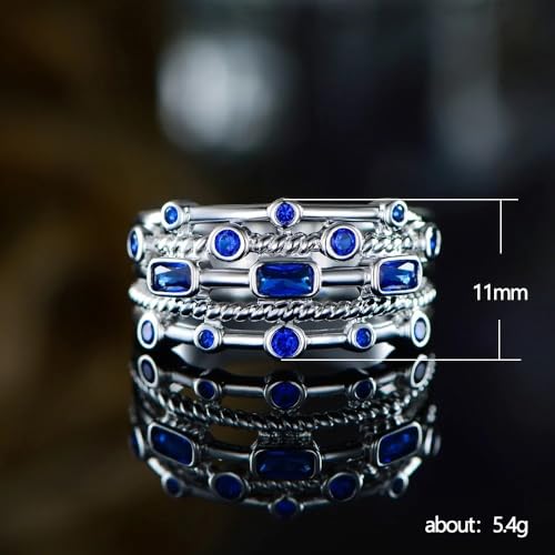 White Gold Plated Blue Cubic Zirconia Hollow Engagement Rings Wedding Bridal Band Promise Rings Evening Parties Anniversary Valentine's Day Gifts Eternity Bands for Women2