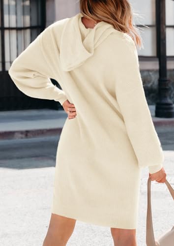 PRETTYGARDEN Womens Fall Sweater Dress Casual Long Sleeve Chunky Knit Pullover Oversized Hoodie Tunic Sweaters Winter Clothes
