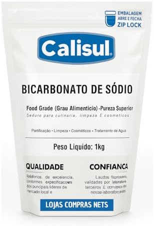 Bicarbonato de Sódio 1kg Embalagem Abre e Fecha Zip Lock Multiuso...