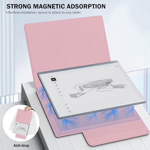 Image of MoKo Case for Remarkable 2 Tablet 10.3 inch with Pen Holder, Pink | Ultra-Thin Magnetic Case with Wide Pen Protective Clasp, Smart Cover Folio for Remarkable Tablet