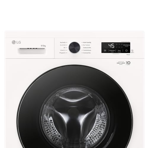 LG Waschtrockner (9 kg / 5 kg, 1.400 U./Min.), Weiß mit weißem Bullaugenring W4WB3095Y