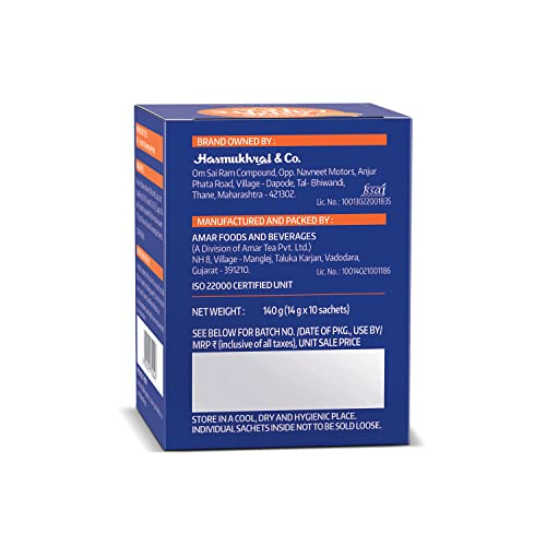 Image of Society One Minute Tea | Masala Flavour | Made With Ginger, Clove, Black Pepper, Cinnamon | Masala Chai | Flavoured Instant Tea | 14G X 10 Sachets | Pack Of 2, 14 grams