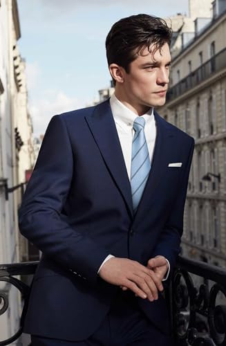Image of Enlision Mens Ties Stripe Tie and Pocket Square Set Classic Formal Woven Neckties Handkerchief Cufflinks Wedding