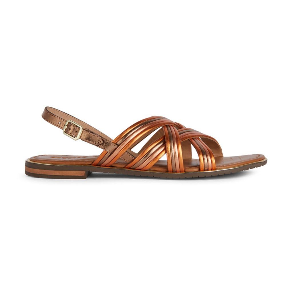Geox Girls' D Sozy Plus G Flat Sandals, Lt Bronze Orange, 39.5 EU
