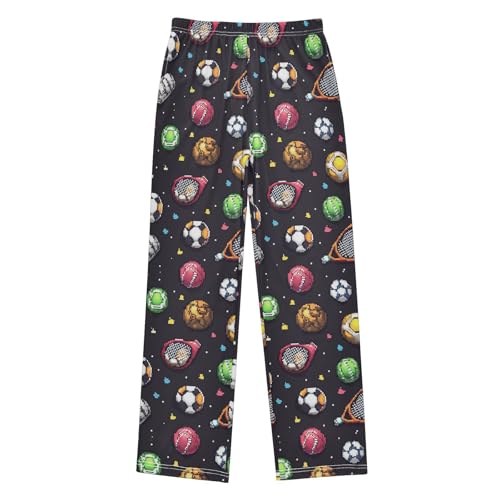 Pajama Bottoms, Sport Ball Pixel Pattern Sleeping Pant Lounge Wear Elastic Waist Long Pants Sleepwear Pjs