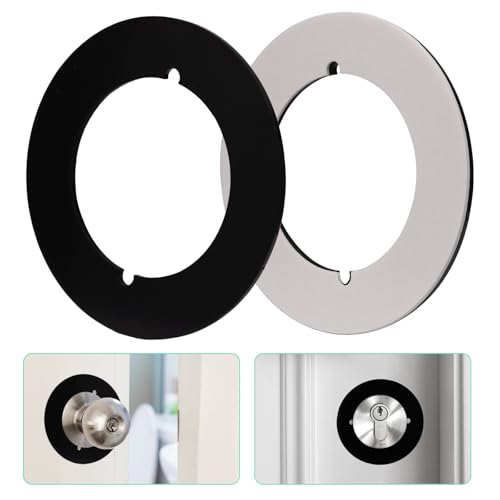 Litoexpe 2 Pcs Matte Black Door Knob Plates, Scar Plates Thick Door Handle Covers, Stainless Steel Repair Backplate for Fixing Loose Knobs