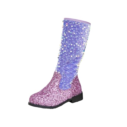 Girls Cowboy Boots Glitter Mid Calf Knee Length Horse Riding Boots for Big Kids 2025 Stylish Fashion Cool Street Shoes