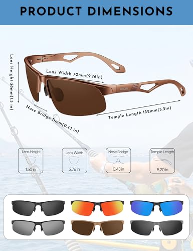 Image of BIRCEN Polarized Anti-Glare Sunglasses for Men: Lightweight Metal Wrap around Sun Glasses UV Protection for Driving Fishing