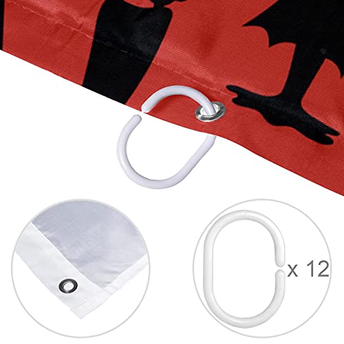 Rideau de douche Halloween diable 152x182 cm imperméable lavable avec 12 crochets - 5