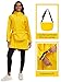 PITINAN Women's Raincoat With Convertible Storage Pouch Packable Rain Jacket With Hood Rain Jacket Women Waterproof Windbreaker Trench Coat women For Spring Hiking Yellow L