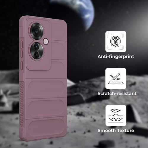 Image of A rtistque Liquid Silicone Stripes Back Cover Case for Oppo F25 Pro 5G | with Camera Protection | with Inner Fabric | Anti Slip Grip | AirBag Case - Purple