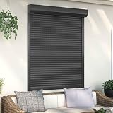 Kaloriko Rollladen Anthrazit aus Aluminium und Polyurethan 120 x 150 cm mit Sichtschutz und Sonnenschutz für Fenster, wetterfest, mit Lamellen für Verdunkelung und Wärmeschutz