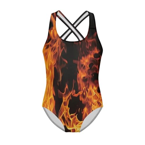 Girls Swimsuit Size 5-14T Sleeveless Crew Neck Swimwear Spaghetti Strap Criss Cross One Piece Swimsuit