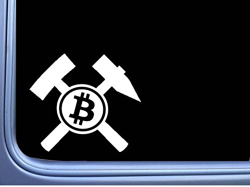 DecalDestination Bitcoin Miner Decal Bitcoin Litecoin Crypto currency Decal Car Sticker Creative Fashion Car Accessories Vinyl Car Decal 6" (WHITE)