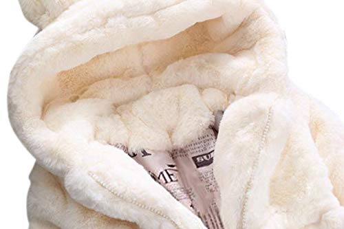 TAIYCYXGAN Baby Little Girls Winter Fleece Coat Kids Faux Fur Jacket with Hood Thicken Outwear Warm Overcoat Beige 130 - Thumbnail 2
