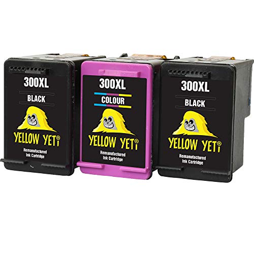 YELLOW YETI Remanufactured 300XL 300 XL Ink Cartridges (2 Black, 1 Colour) for HP Deskjet D1660 D1663 D2530 D2545 D2560 D2660 D5560 F2420 F2480 F4210 F4240 F4272 F4280 F4580 Photosmart C4780 C4680