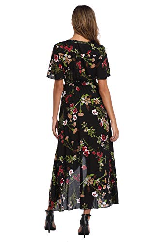 Image of VintageClothing Women's Wrap V Neck Floral Summer Dresses High Low Maxi Casual