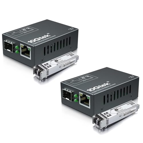Image of A Pair of Mini Size Gigabit Fiber to Ethernet Media Converter, Multimode Dual LC to RJ45, 10 /100 /1000Base-Tx to 1000Base-SX, with 850nm SFP Module, 550m Range