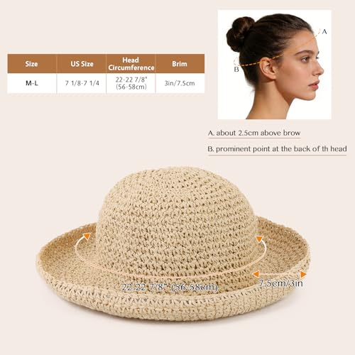 Sombrero de paja para mujer con ala ancha para verano miniatura 2