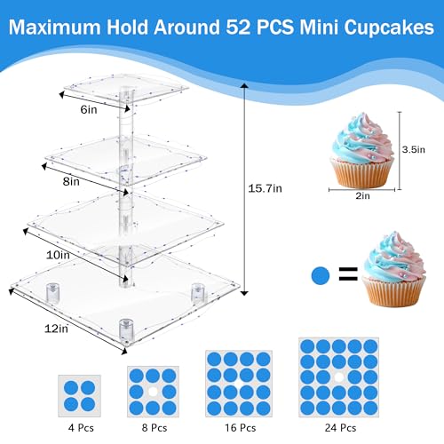 image for YestBuy 4 Tier Acrylic Cupcake Stand Afternoon Tea Cake Stand Large Cu