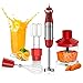 Bonsenkitchen Stabmixer 5-in-1 Set, 800W Anti-Splash Edelstahl Pürierstab mit 500 ml Food Chopper, 600 ml Becher, Schneebesen, Handrührer, Stufenlos Geschwindigkeiten, BPA-freier, HB8005 (Rot)