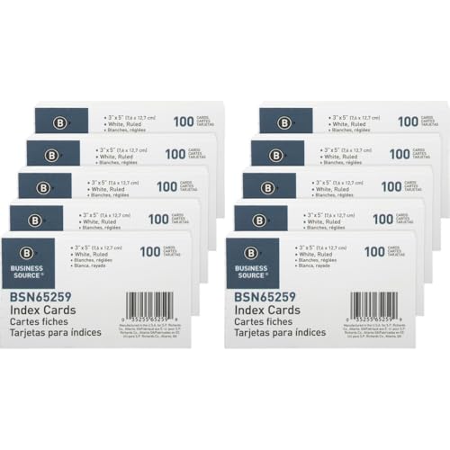Business Source BSN65261BX - Ruled White Index Cards