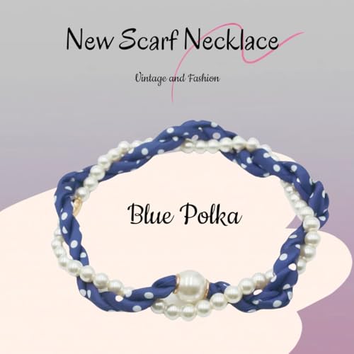 Women’s Magnetic Silk Scarf Necklace with Charm Print Neck Square Polka Dots Retro Buckle3