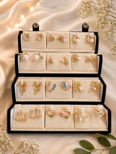 Generic Earrings Set with Velvet Organiser 12 Pairs - Image 3