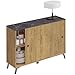 Muebles Pitarch | Aparador salone da pranzo, buffet, mobile ausiliario, 2 ante scorrevoli, rovere gold con gambe nere, 87x120x40 cm, dispensa, cucina, ufficio moderno industriale, modello Kamet immagine