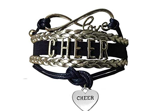 Sportybella Cheer Charm Bracelet- Infinity Love Heart Adjustable Cheerleading Jewelry in Team Colors -Gift For Cheerleader