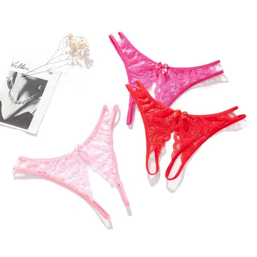 Image of Women Sexy Panties Plus Size Underwear Lace Thongs Low Rise G-String Cheeky Underpants