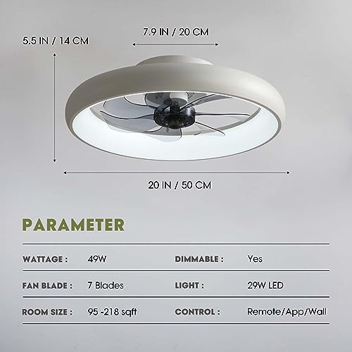 LUDOMIDE Ceiling Fans with Lights and Remote, 20'' Low Profile Flush Mount, 6 Wind Speeds, Modern Dimmable LED Ceiling Fan, Smart Ceiling Fan for Bedroom, Kids Room (White) by LUDOMIDE - Image 7