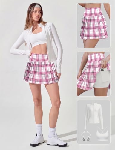Image of Alaroo Pleated Tennis Skirt for Women with Pockets Shorts Skort | High Waisted Golf Athletic Skorts Running Workout Skirts