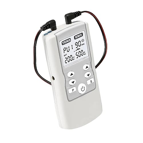 TENS/EMS digital, dispositivo de corriente de estimulación 3 en 1 para el alivio del dolor y entrenamiento, función de masaje, incluye 4 electrodos, Color Blanco