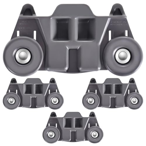 HPUY W10195416V W10195416 Dishwasher Wheels Lower Rack (Pack of 4), Compatible for KitchenAid Whirlpool Maytag Dishwasher Rack Parts W10195420 W10579095A,304 Stainless Steel Core with Rivet‑Reinforced