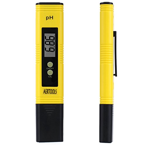 Digital pH Meter for Household Drinking Water, Aquarium, Swimming Pools and Hydroponics, 0.01 pH Resolution,0.00-14.00 Range,Pocket Size(Yellow)