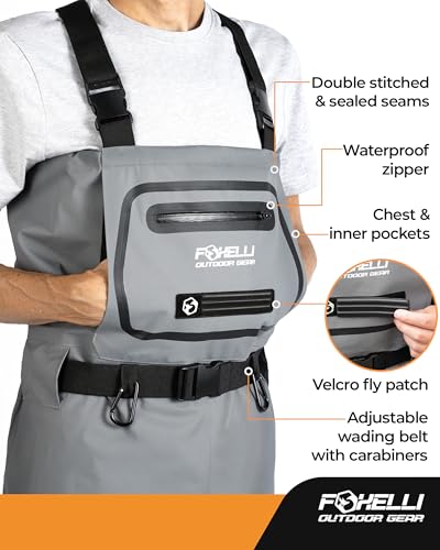 Vadeadores transpirables Foxelli para pesca con mosca talla L gris 4