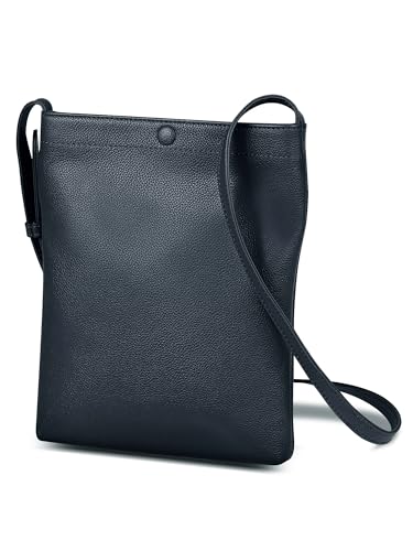 [ムラ] メンズ サコッシュ 軽量 タテ型 薄型 本革 マグネットボタン付 ネイビーの商品画像（Amazon）
