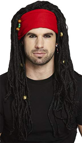 Mens Long Black Dreadlock Bandana Pirate Party Jamaiican Rasta Fancy Dress Costume Outfit Wig