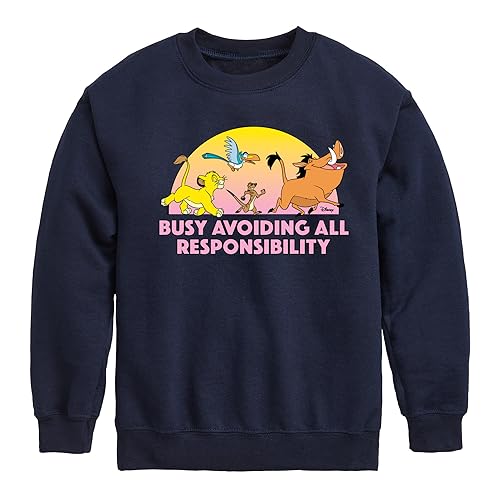 HYBRID APPAREL - The Lion King - Avoiding All Responsibility - Toddler & Youth Crewneck Fleece Sweatshirt - Size 2T Navy