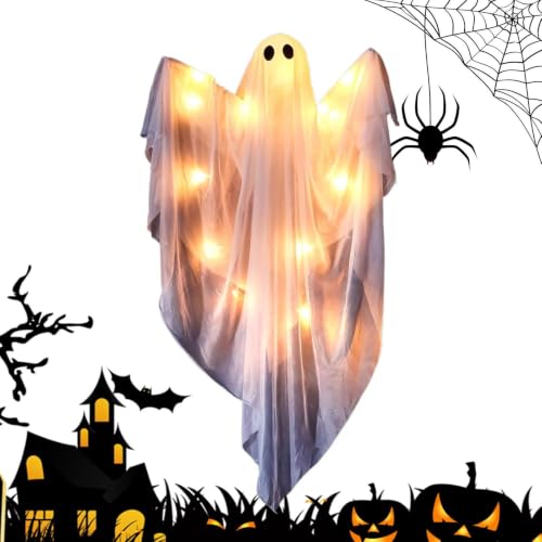 Decoración de fantasmas de Halloween exterior con luces LED para jardín 2