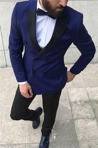 Men's Suit 2 Piece Double Breasted Slim Fit Wedding Formal Suits Tuxedo Prom Blazer Pants Set2
