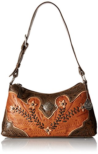 American West Desert Wildflower Zip-Top Shoulder Bag, Golden Tan