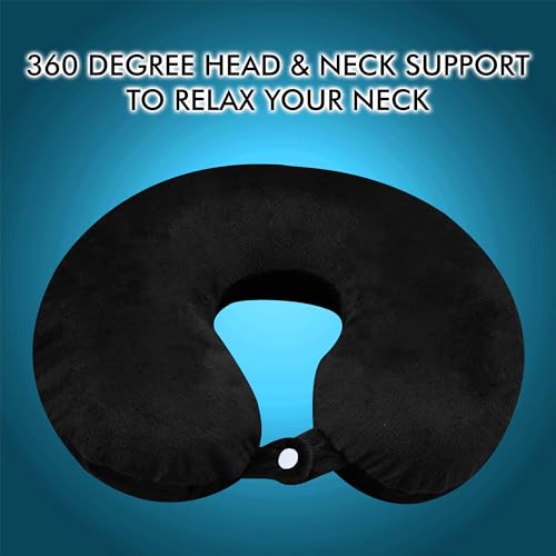 Image of Billebon Premium Neck Pillow Eye Mask Combo Airplane Travel Pillow with Comfortable Velvet Sleeping Eyemask Head Rest Pillow & 30 Years Warranty